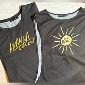 Stone Cold Fox 2 tanks Son of a Beach (Side Tie Tank) and  Wanna Bake Out XS